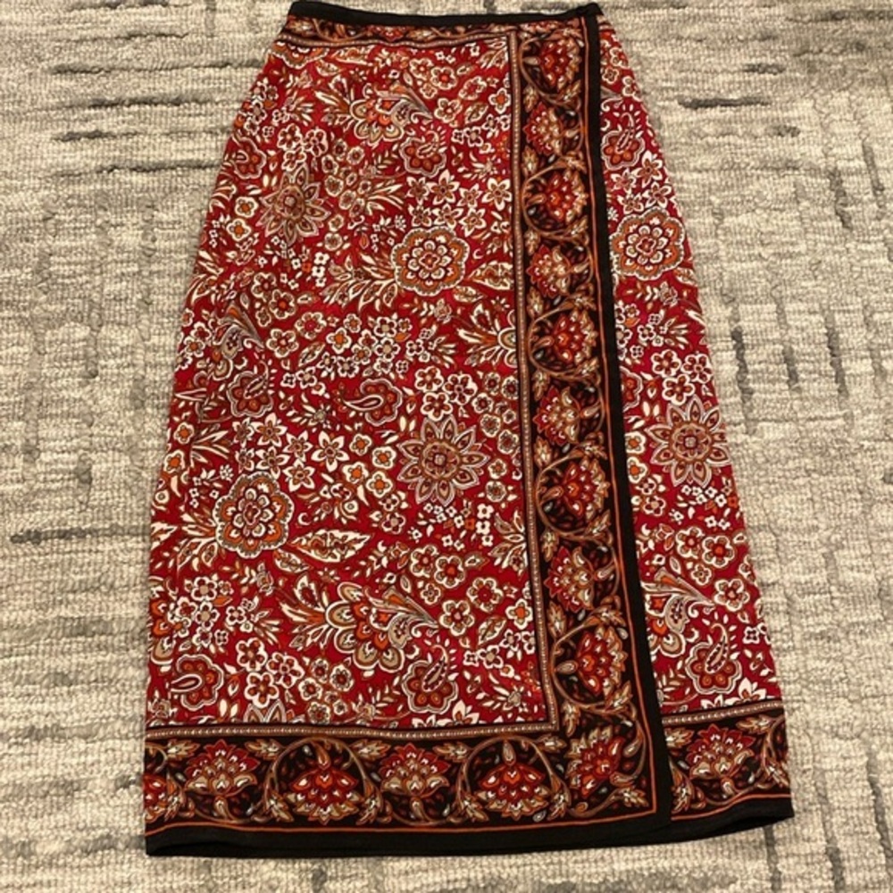 Sag Harbor Red Faux Wrap Maxi Skirt
